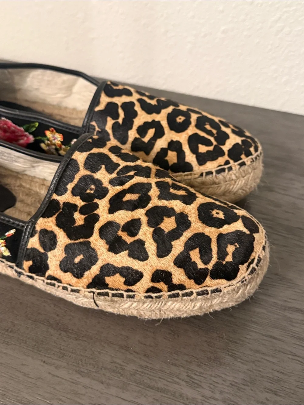 Johnny Was Garden Leopard Cheetah Espadrille Embroidered Floral Flats Size 10M